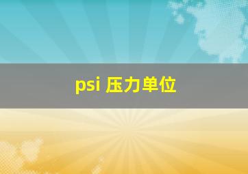 psi 压力单位